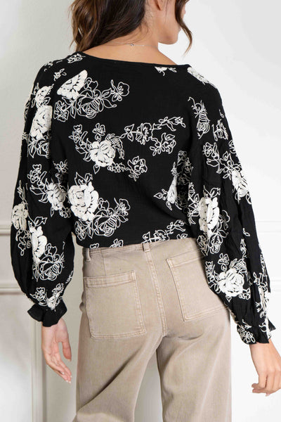 Georgia Embroidered Front Tie Top
