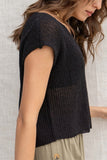 This knitted top offers a relaxed fit and is available in two colors, making it a versatile choice for any occasion. With its breathable fabric, it's the perfect addition to your day wear collection. black color.