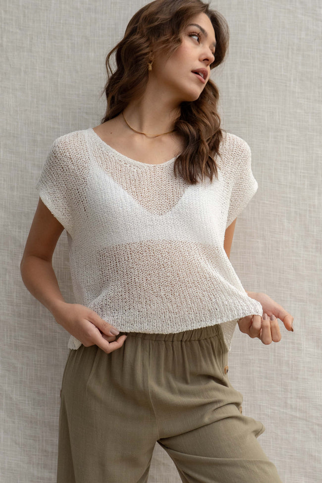 This knitted top offers a relaxed fit and is available in two colors, making it a versatile choice for any occasion. With its breathable fabric, it's the perfect addition to your day wear collection.