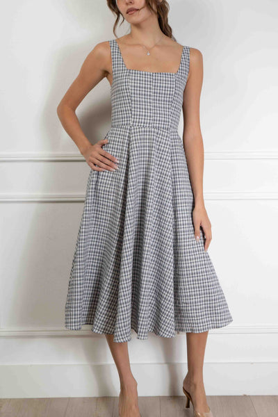 Gingham Print Midi Dress