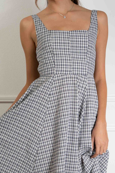 Gingham Print Midi Dress