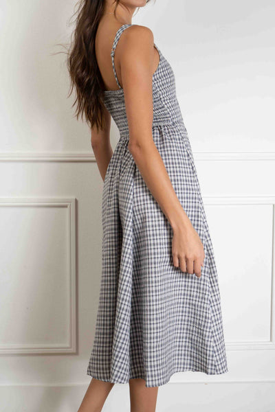 Gingham Print Midi Dress