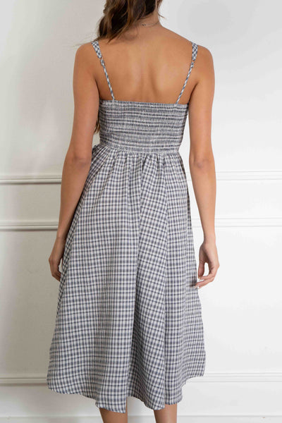 Gingham Print Midi Dress
