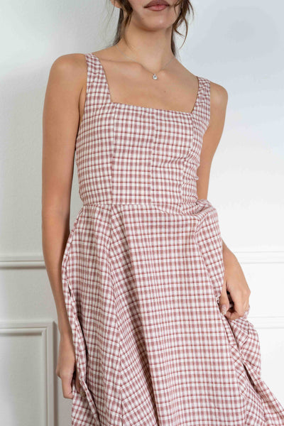 Gingham Print Midi Dress