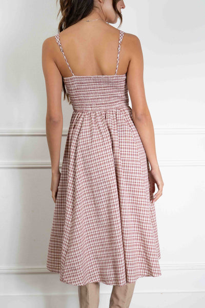 Gingham Print Midi Dress
