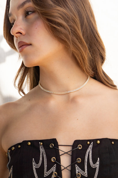 Gold Dipped Baguette Chain Necklace
