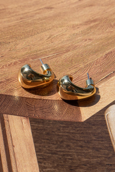 Gold Dipped Curved Hoop Earrings