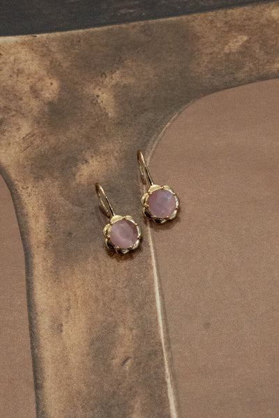 Gold Dipped Glass Flower Earrings