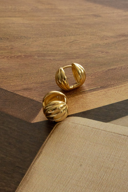 Gold Dipped Hinge Ball Earrings