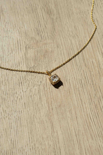 Gold Dipped Square Rhinestone Necklace