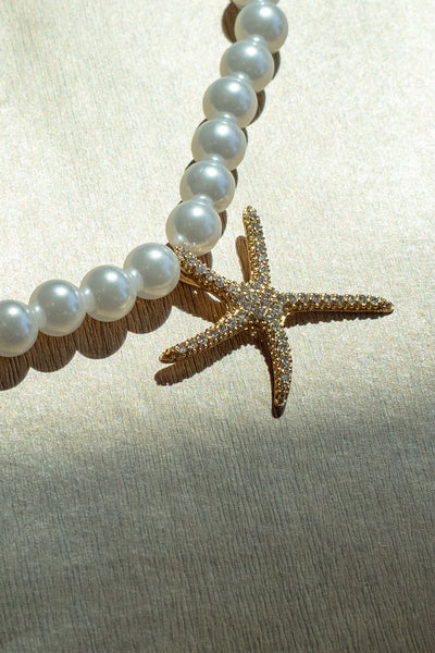 Gold Dipped Starfish Pearl Necklace