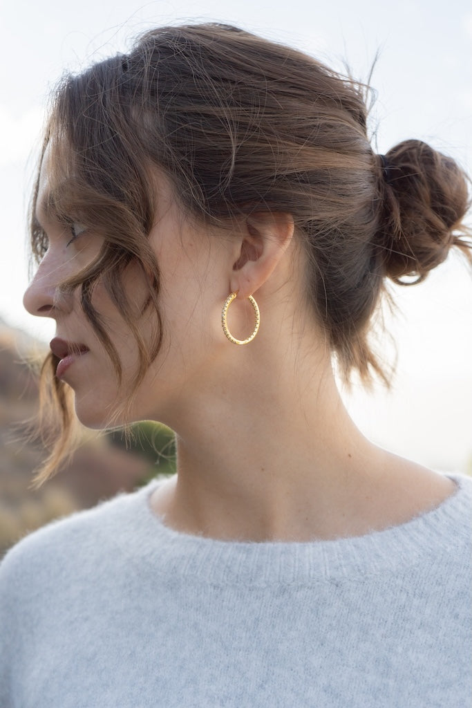 Gold Dipped Textured Hoop Earrings