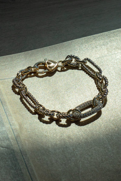 Gold Plated Two Tone Chain Link Bracelet