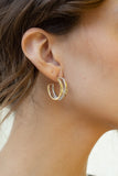 Gold Plated Two Tone Layered Earrings