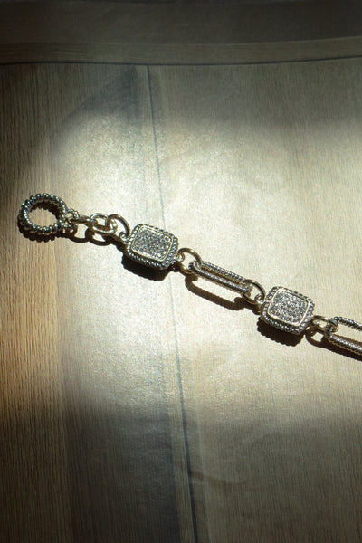 Gold Plated Two Tone Toggle Chain Bracelet