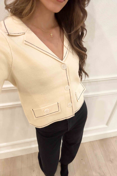 Contrast Stitching Cardigan