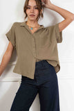 Isabella Gauze Button Down Top