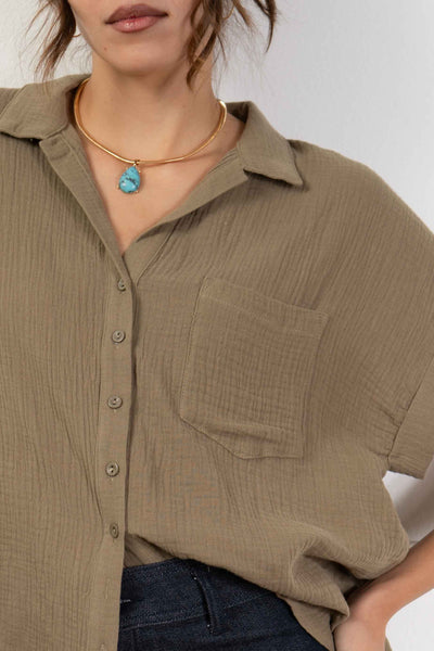 Isabella Gauze Button Down Top