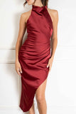Isabella Satin Halter Dress