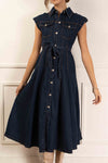 Jen Belted Denim Midi Dress