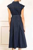 Jen Belted Denim Midi Dress