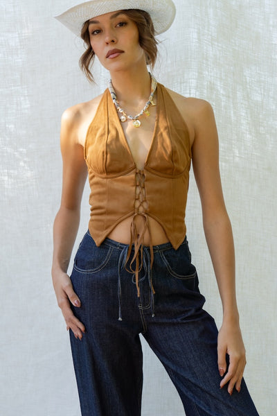Julie Suede Halter Top