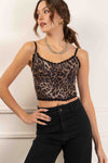 Leopard Lace Trim Crop Top