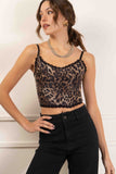 Leopard Lace Trim Crop Top