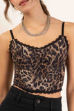 Leopard Lace Trim Crop Top
