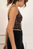 Leopard Lace Trim Crop Top