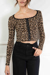 Leopard Lace Trim Top