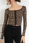 Leopard Lace Trim Top