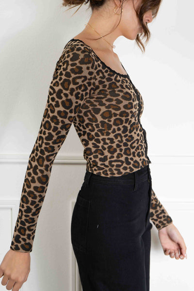 Leopard Lace Trim Top