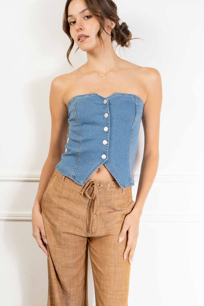 Lina Strapless Denim Top