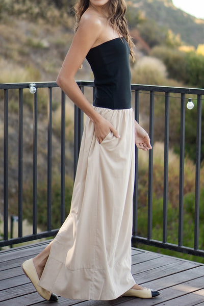 Linen And Ribbed Combo Dress