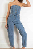 Lynette Strapless Denim Jumpsuit