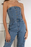 Lynette Strapless Denim Jumpsuit