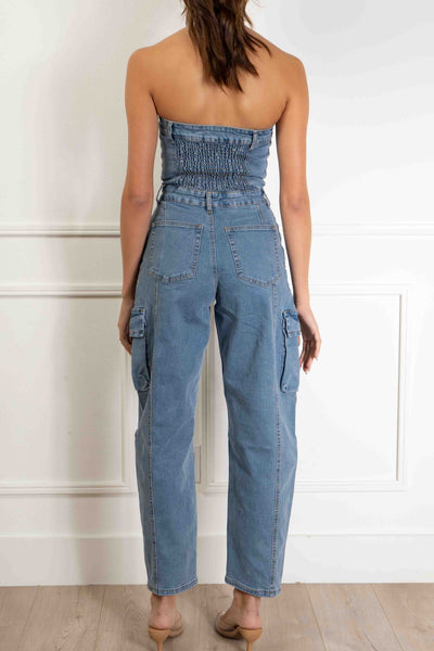Lynette Strapless Denim Jumpsuit