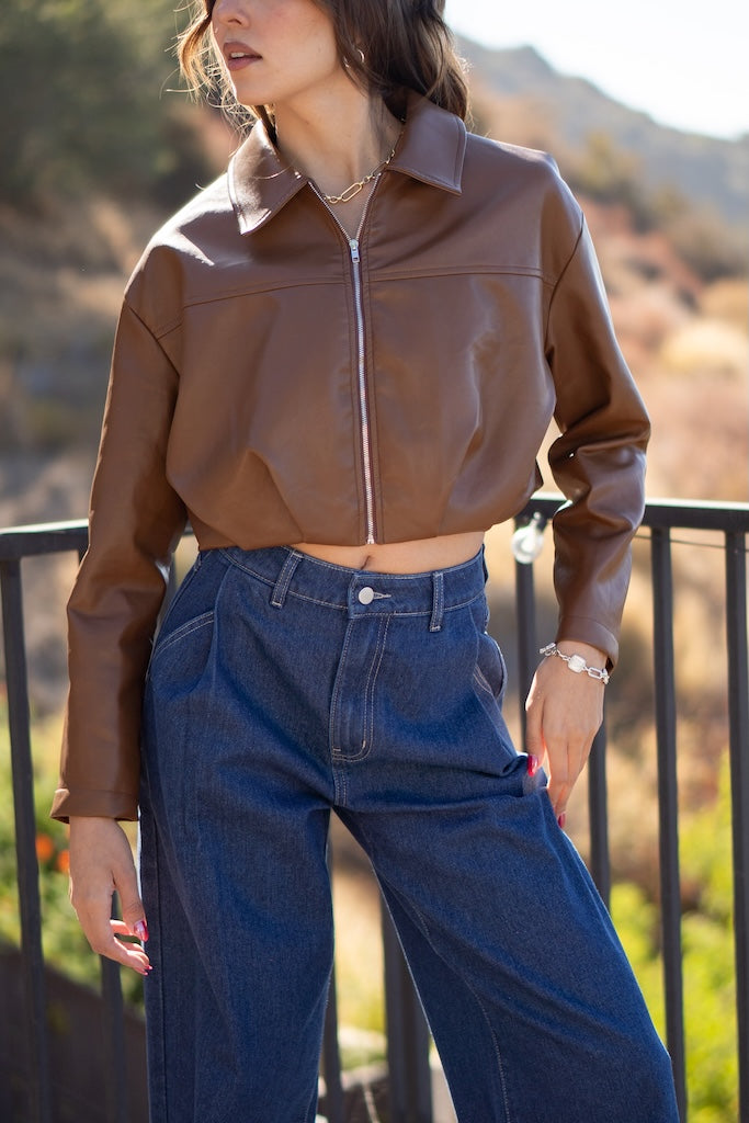 Mia Faux Leather Bubble Jacket