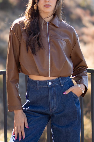 Mia Faux Leather Bubble Jacket