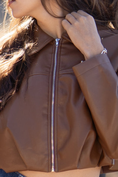 Mia Faux Leather Bubble Jacket