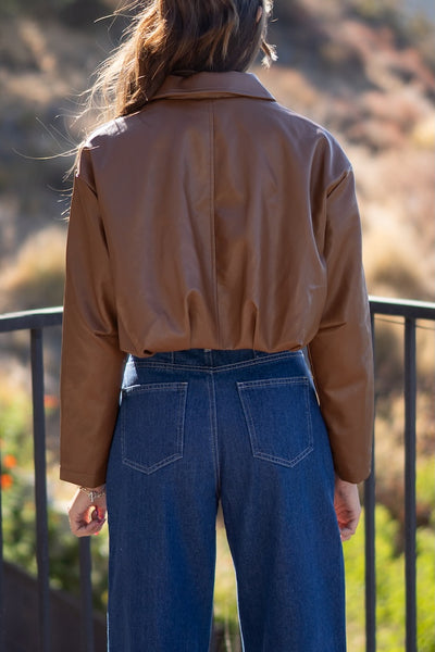 Mia Faux Leather Bubble Jacket