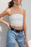 Multi Way Crop Top - perfect for any spring occasion! With its tight fit and the ability to be worn multiple ways. white color.