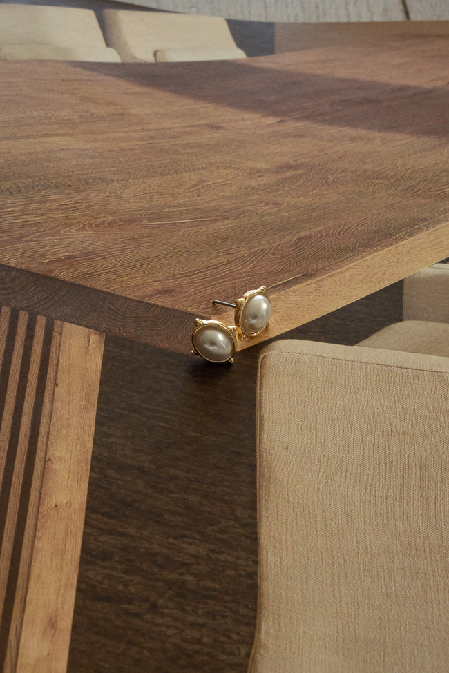 Oval Pearl Stud Earrings