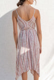 this dress features thin straps and a tie waist band for a super relaxed fit. With its fun stripe print.