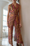 Featuring a relaxed fit and multicolored stripes, this jumpsuit is perfect for any beachy occasion.