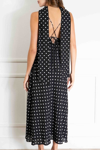 Polka Dot Scarf Maxi Dress