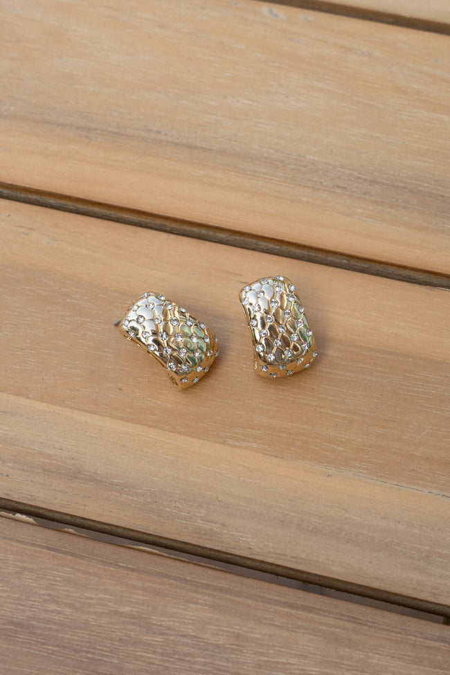 Quilted Studded Drop Earrings