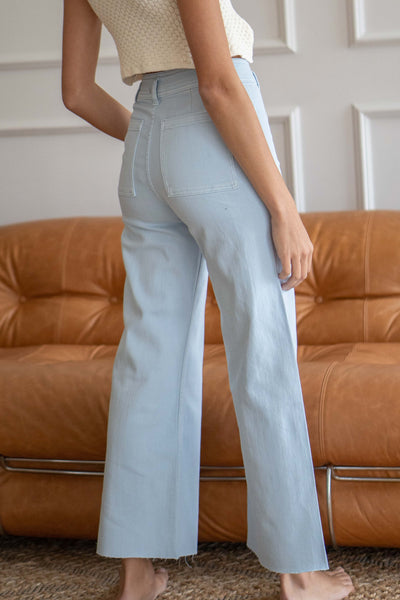wide Leg Denim Pants with the fitted, cropped flared