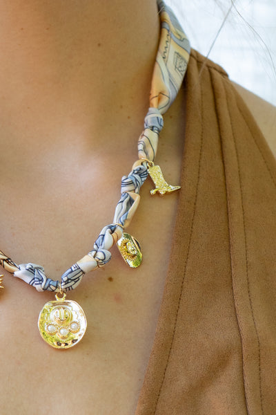 Silk Wrapped Charm Necklace